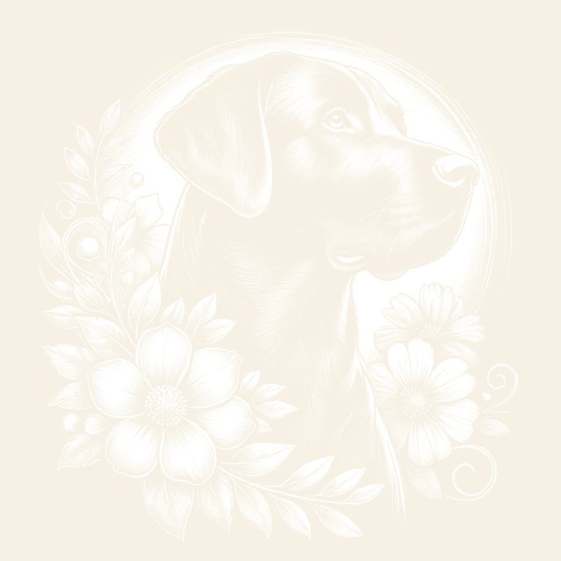 Mignon Labrador avec des fleurs comme un dessin élégant