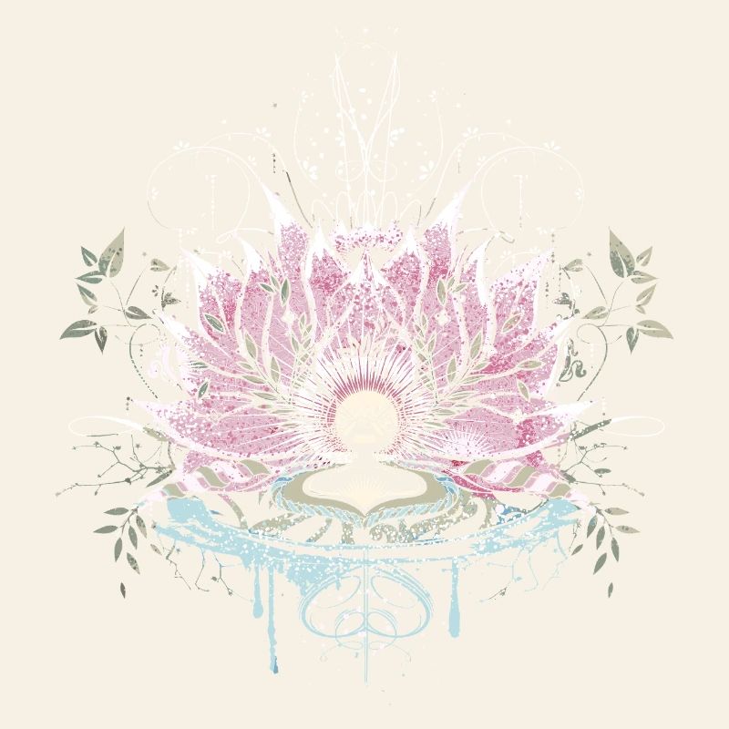 Fleur de lotus délicate avec des éléments d’eau et des graffitis