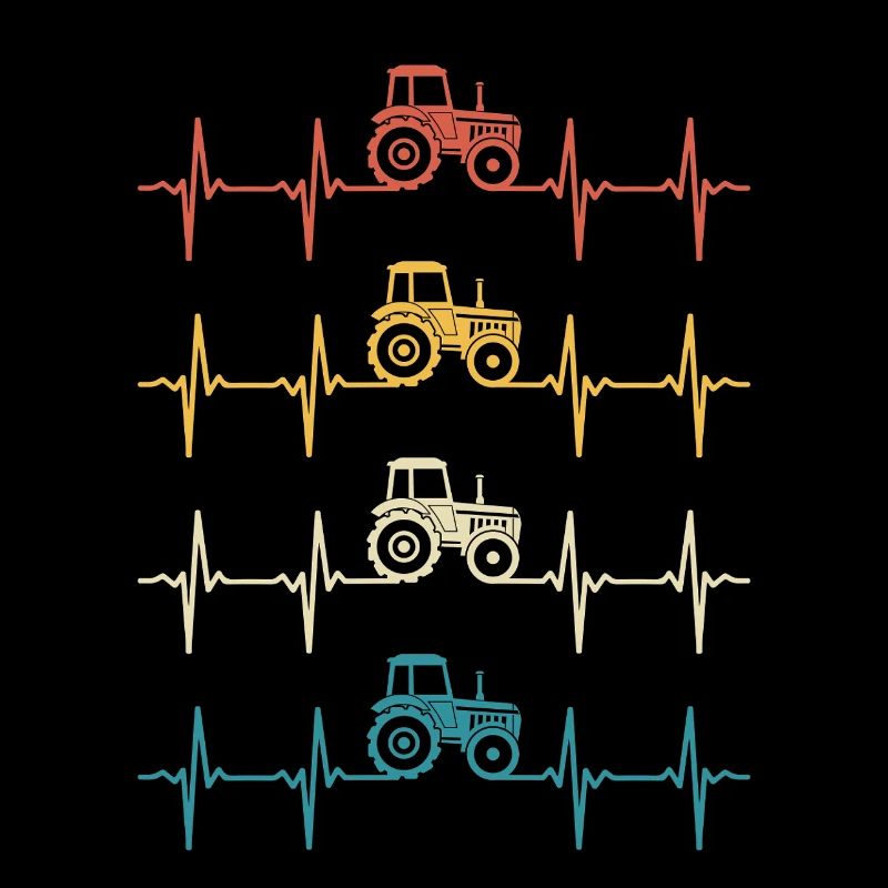 Retro Tractor Heartbeat Farmer