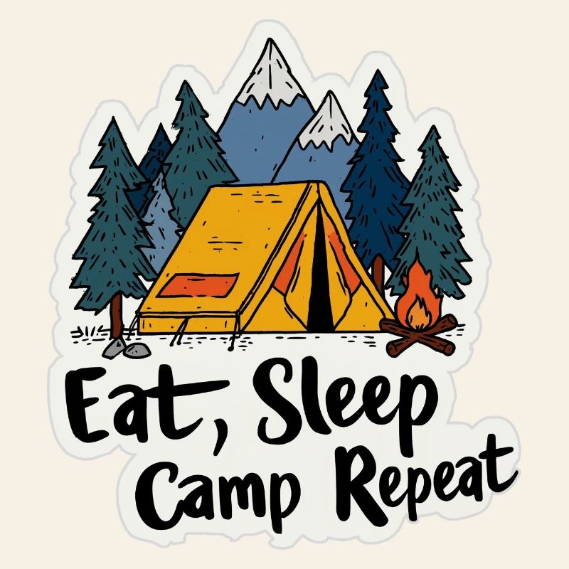 Camping, Spruch Spruch Eat Sleep Camp, Repeat Camper Outdoo