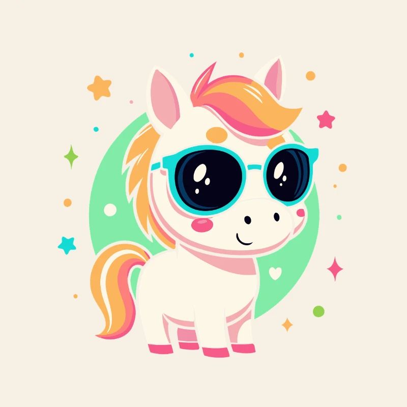 Regenbogenpony mit Brille