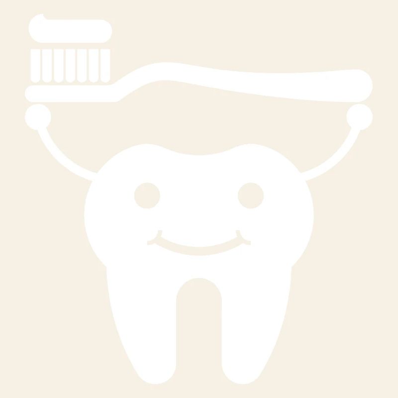Tooth with toothbrush and toothpaste