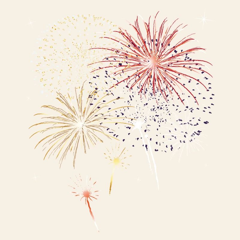 Silvester. Beautiful firework with stars.
