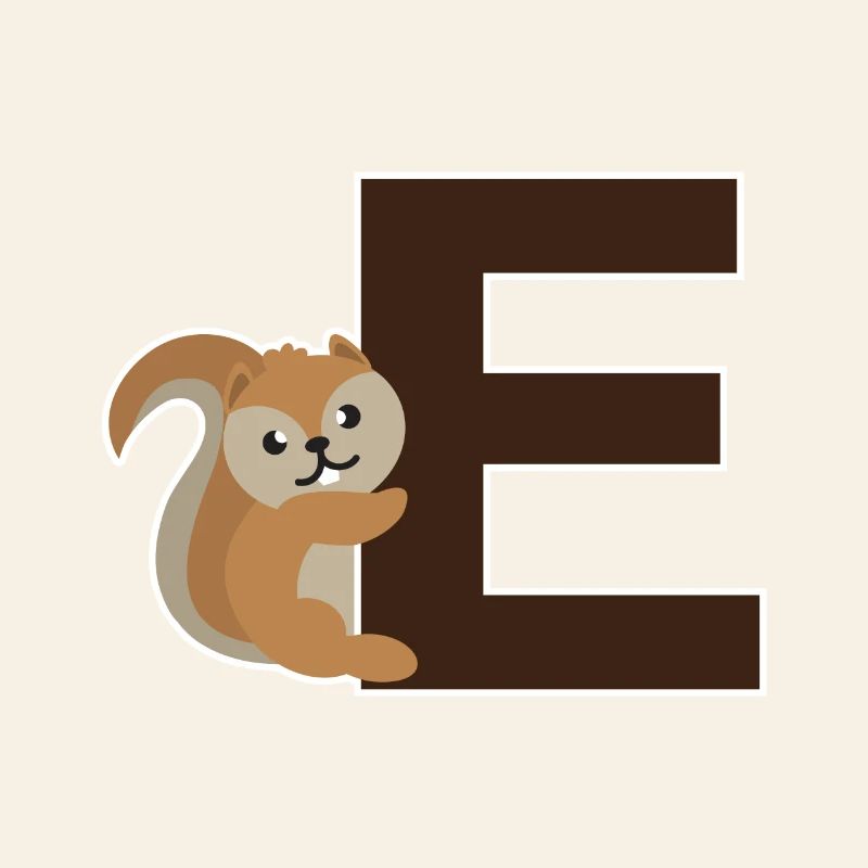 Ein E wie das Eichhörnchen das an dem E hängt