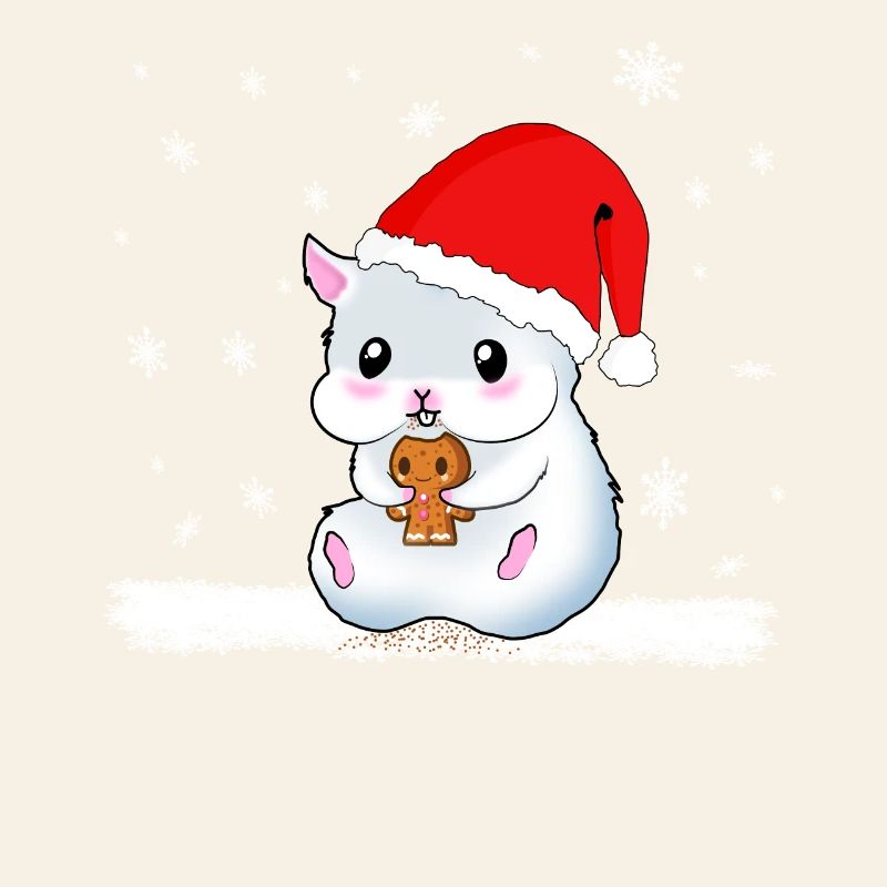 A Sweet Hamster Eats A Cookie While It Snows