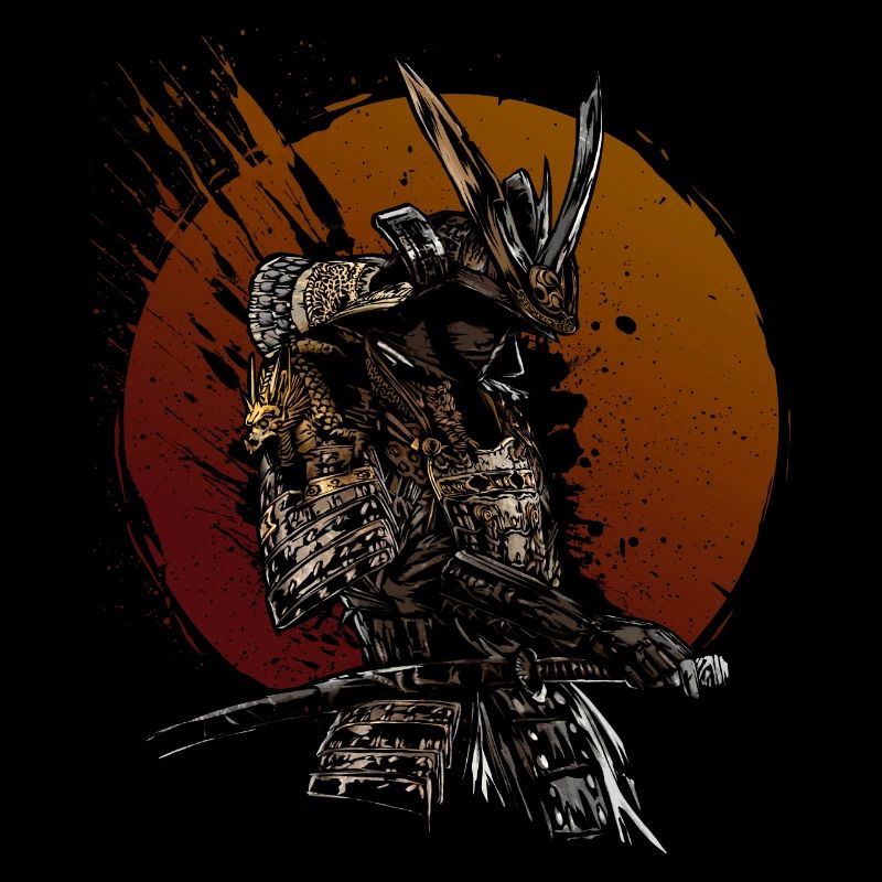 Samurai-Krieger, aufgehende Sonne, Katana-Kunst