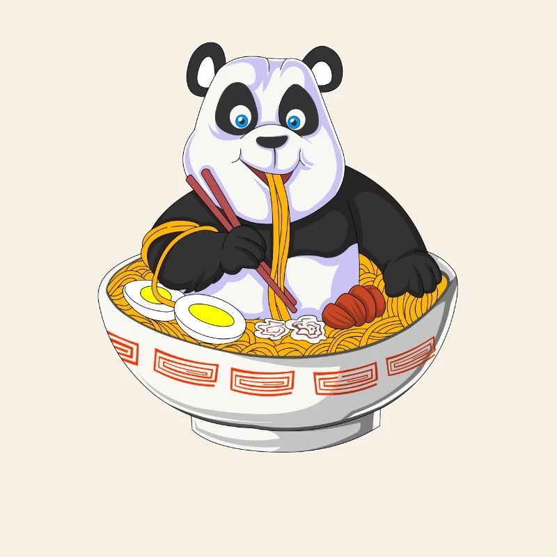 anime panda eating ramen