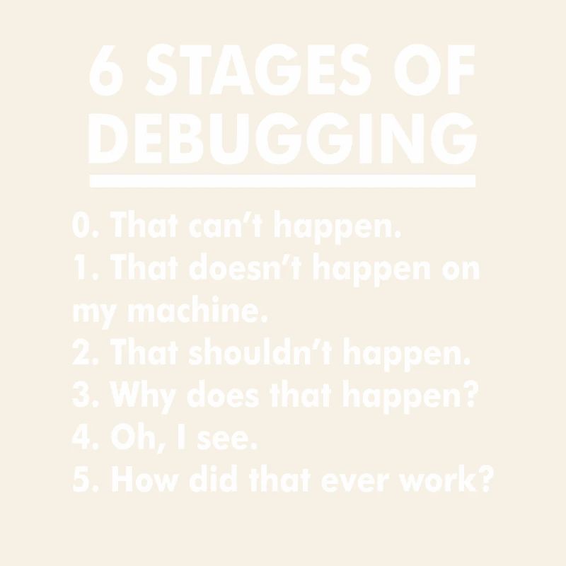 Humorous Debugging Stages Illustration