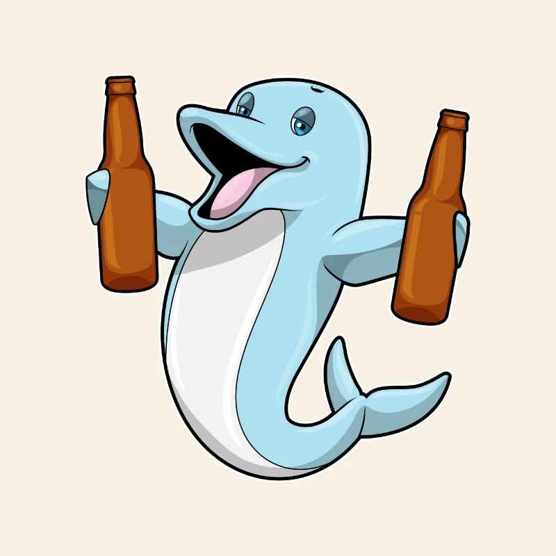 Dauphin avec bouteille de bière