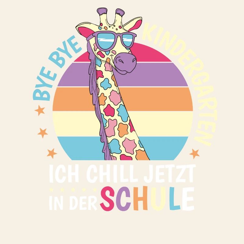 Bye Kindergarten Giraffe Retro Schule Einschulung