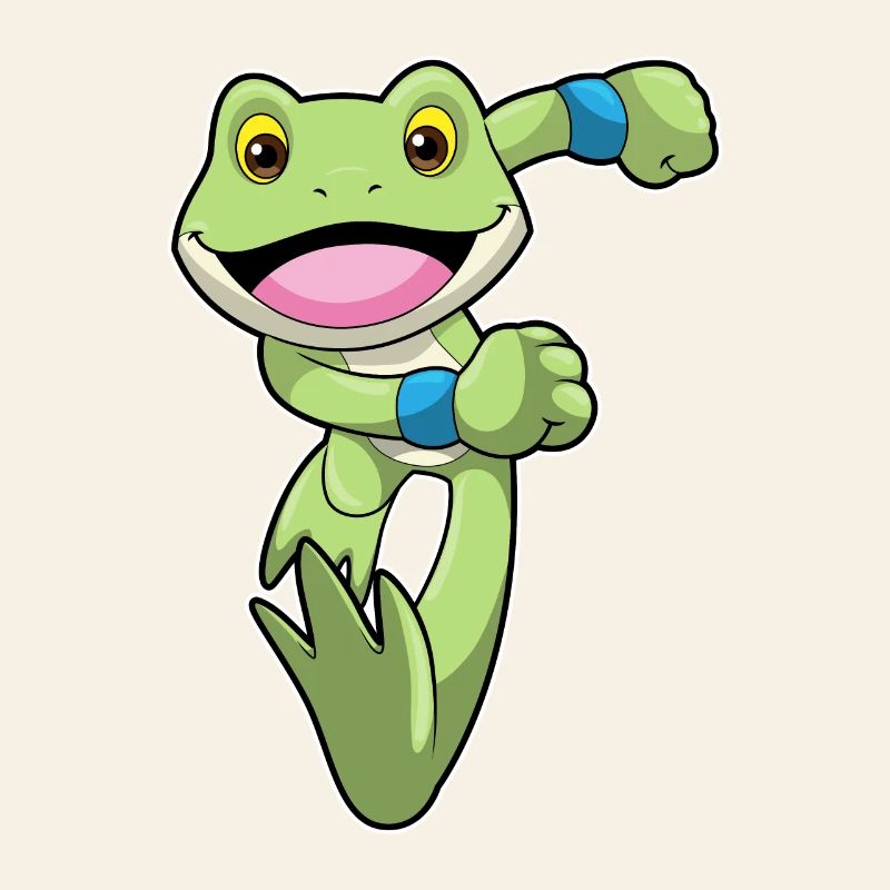 Grenouille en train de courir avec un ruban de sueur