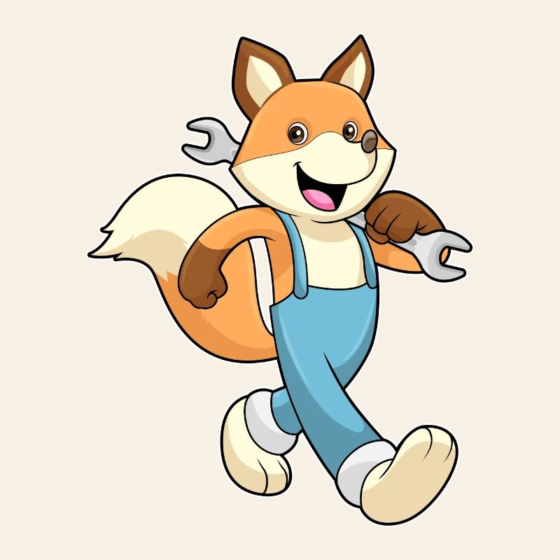 Renard mécatronicien avec clé à molette