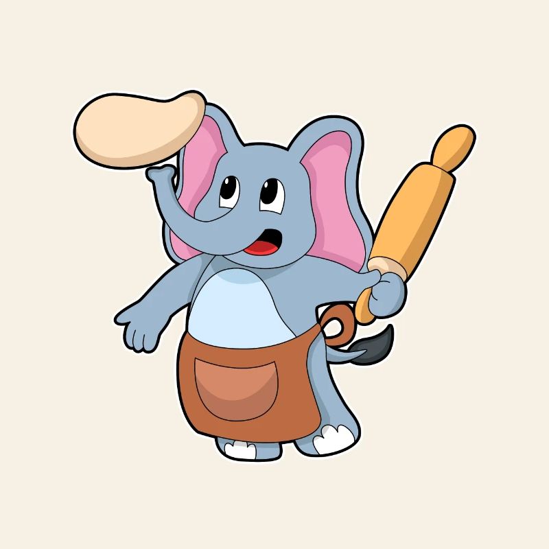 Elefant Bäcker Nudelholz Backen