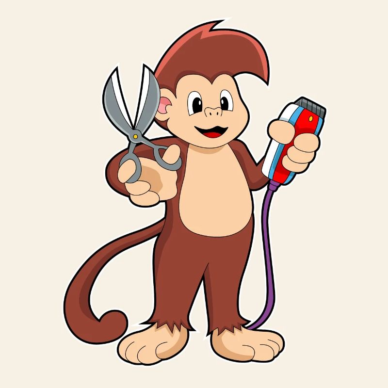 Affe Friseur Schere