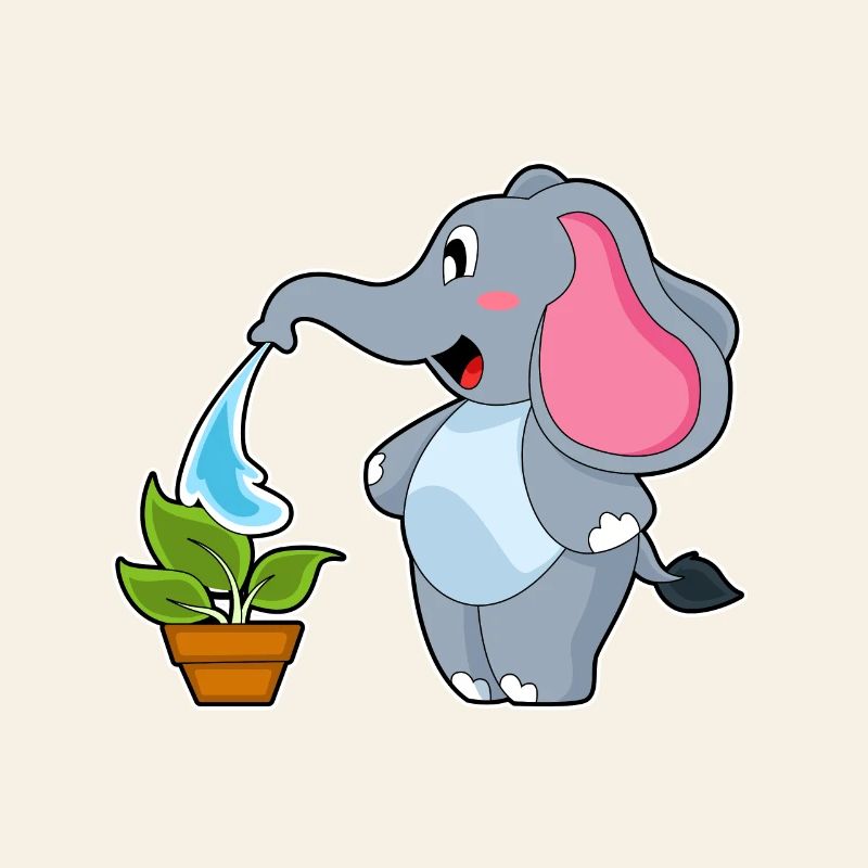 Éléphant avec plante