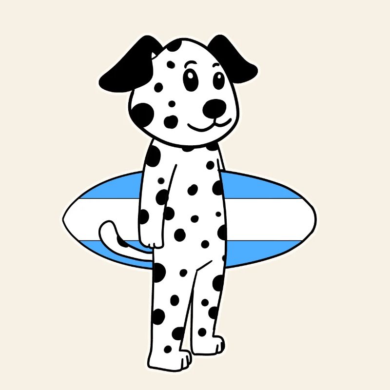 Surfboard Hund Dalmatiner Surfen Geschenk