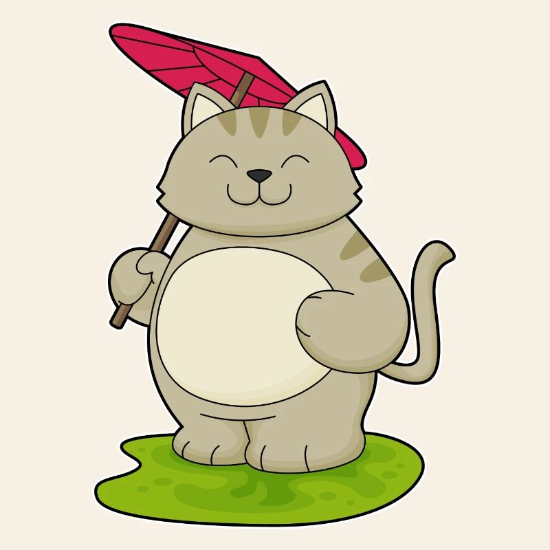 Chat avec parapluie