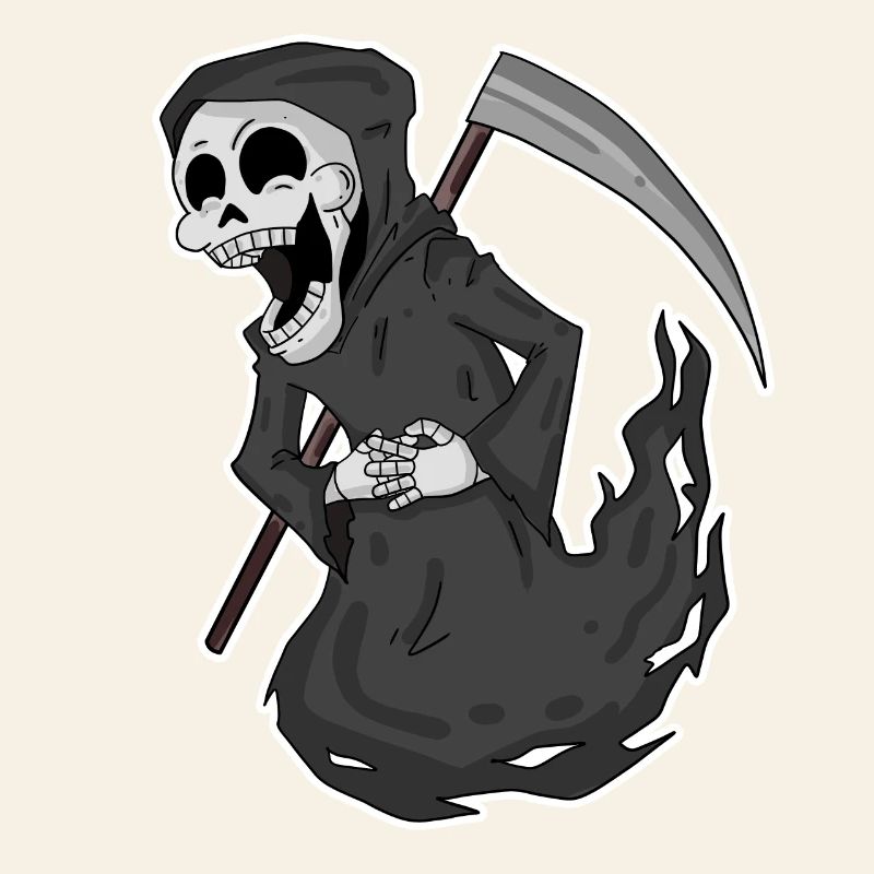 Grim Reaper laughs funny