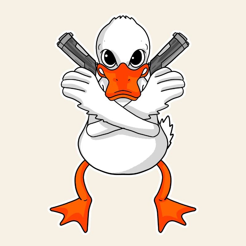 Duck with pistol