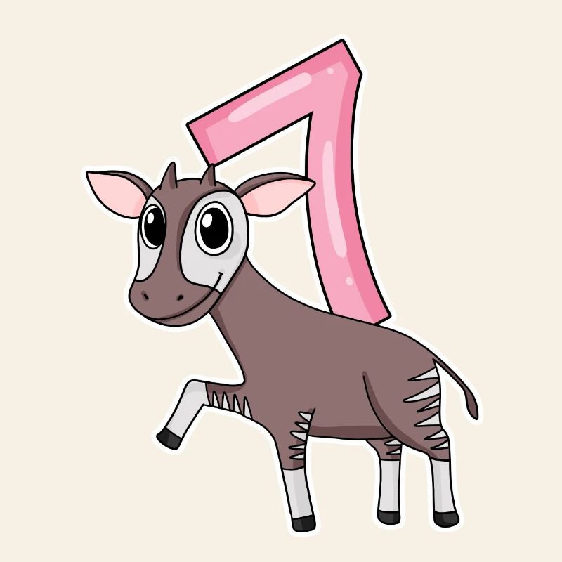 Girl 7 years old Okapi 7th birthday gift