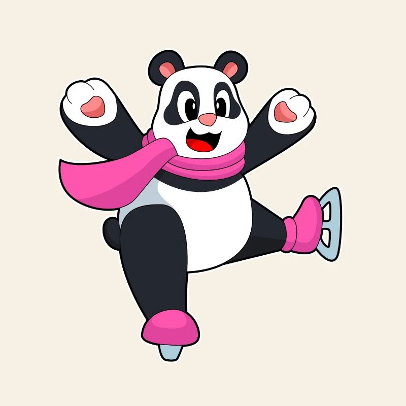 Panda Eislaufen Schlittschuhe