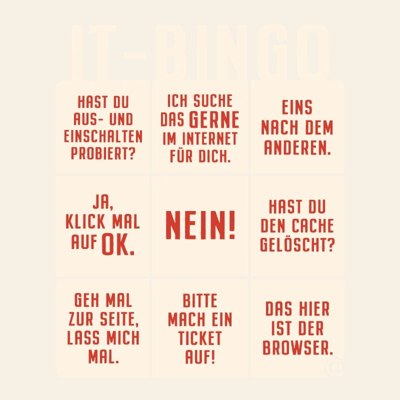 IT Support Bingo Service Desk IT Helpdesk Sysadmin