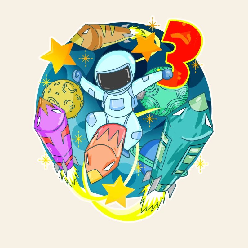 3rd birthday 3 years Young astronaut space