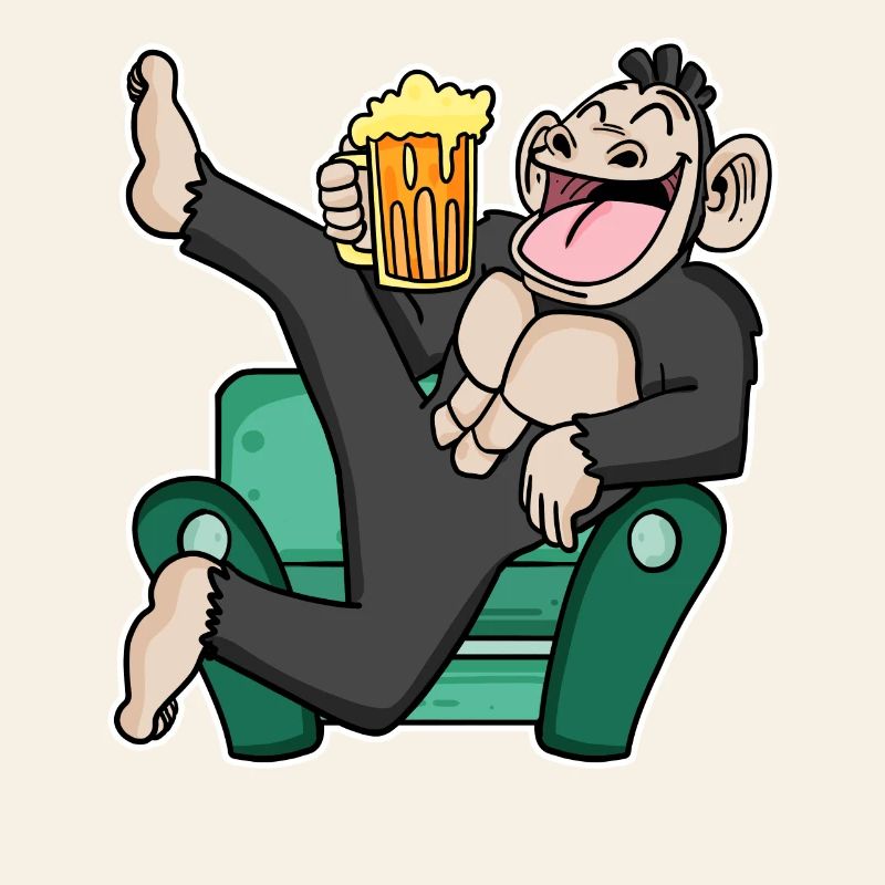Funny monkey drinks beer