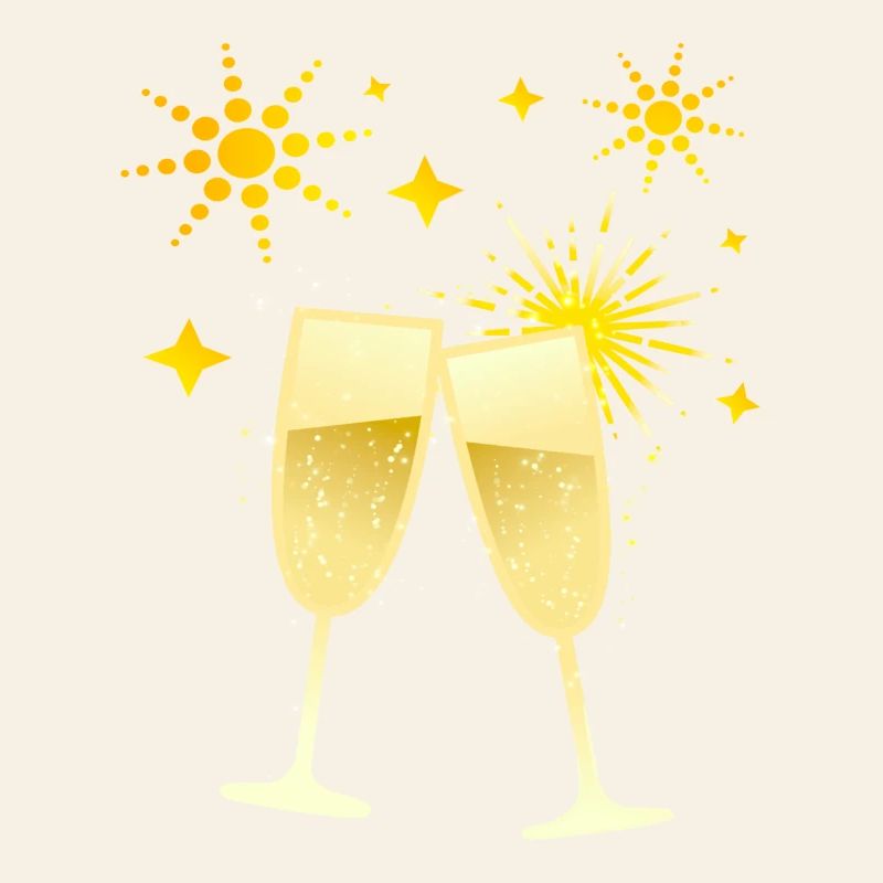 À votre santé! Coupes de avec feux d’artifice