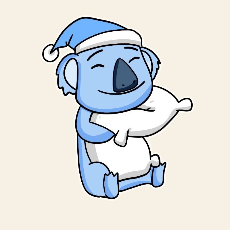 Koala with pillow and sleeping cap