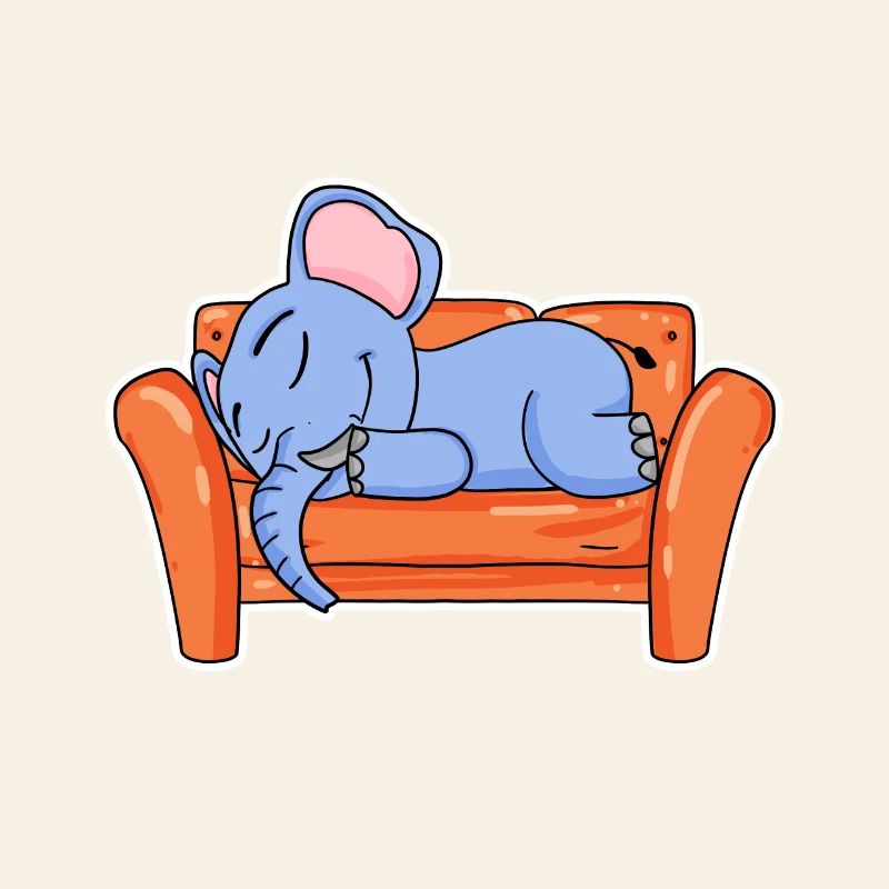 Éléphant couché mignon sommeil