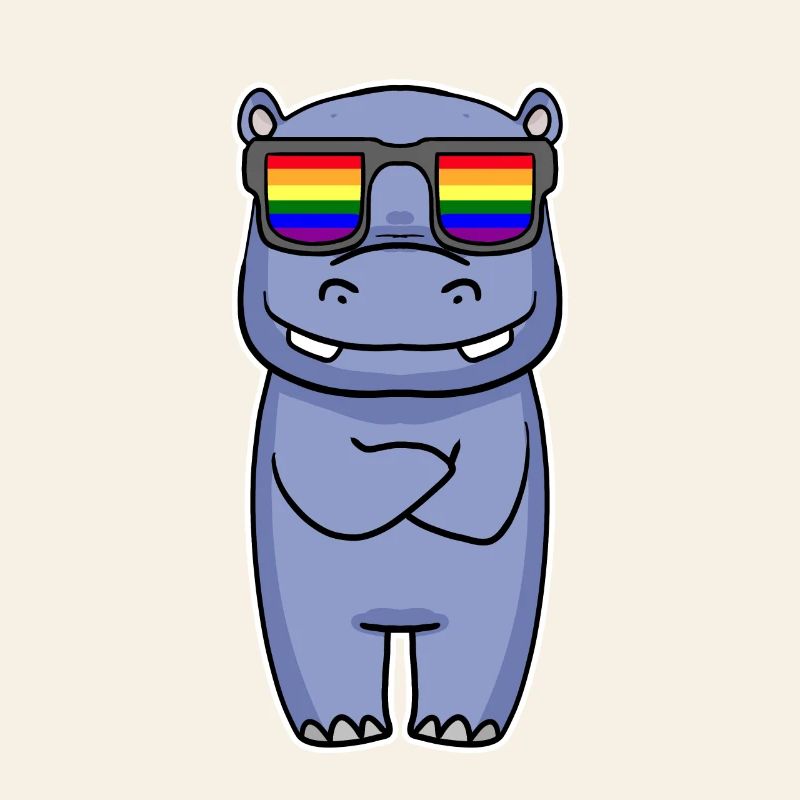 Regenbogen - Nilpferd mit Brille