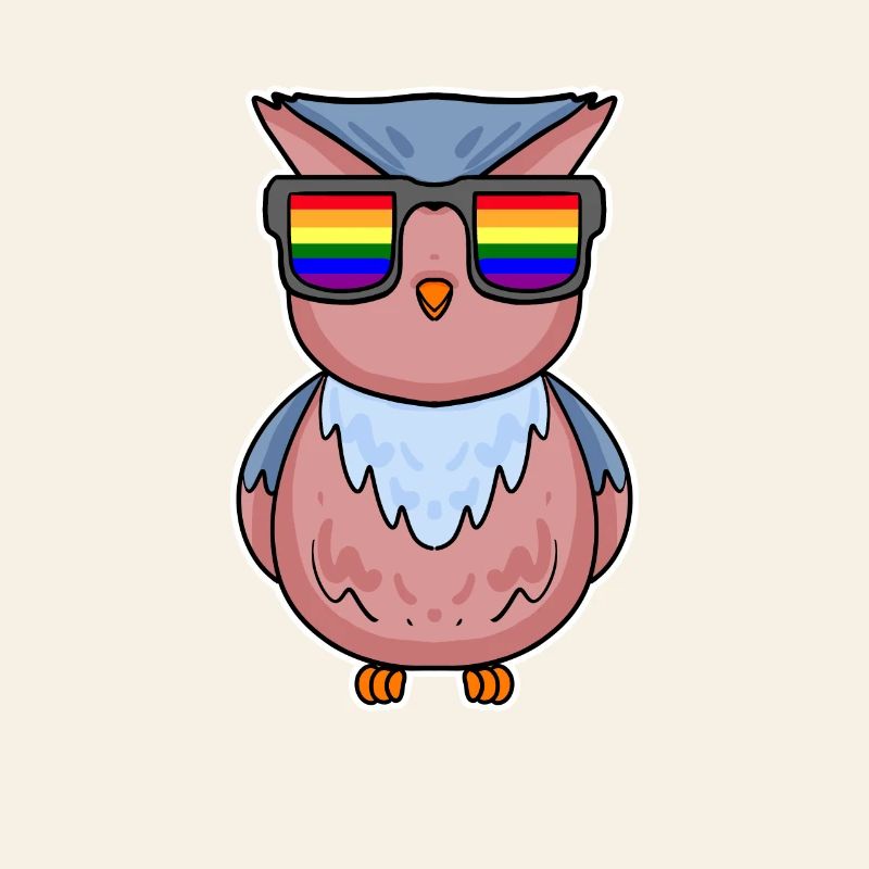 Rainbow - Owl with glasses