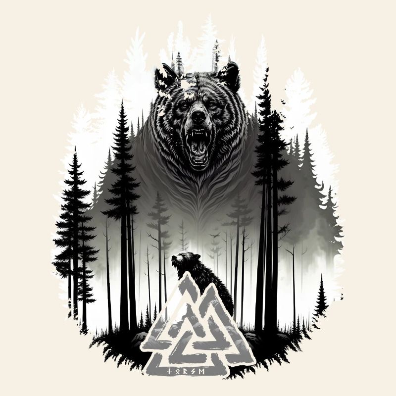 Grizzly Bear Bear Valknut Wotansknoten Forest Vikings