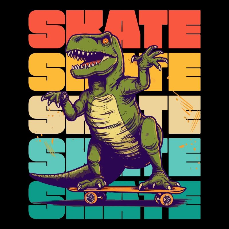 Skateboard Cool Skateboarder T Rex Dinosaur