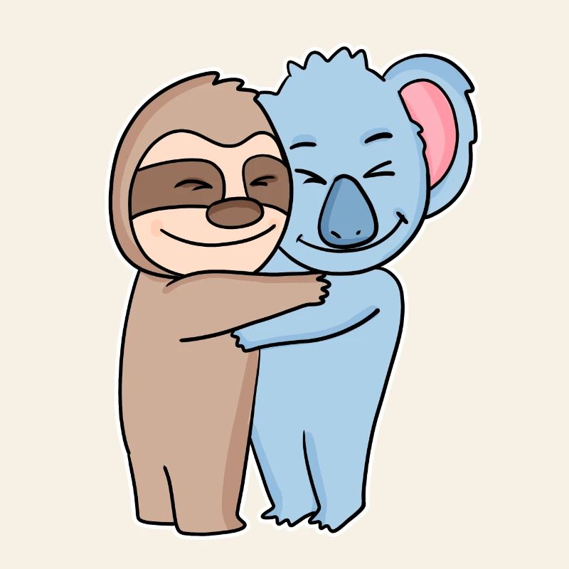 Sloth and koala hugging - hug