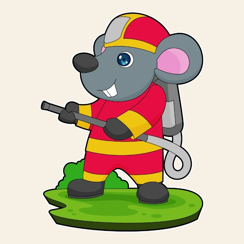 Mouse Firefighter Fire Hose Fire Hose Fire Brigade