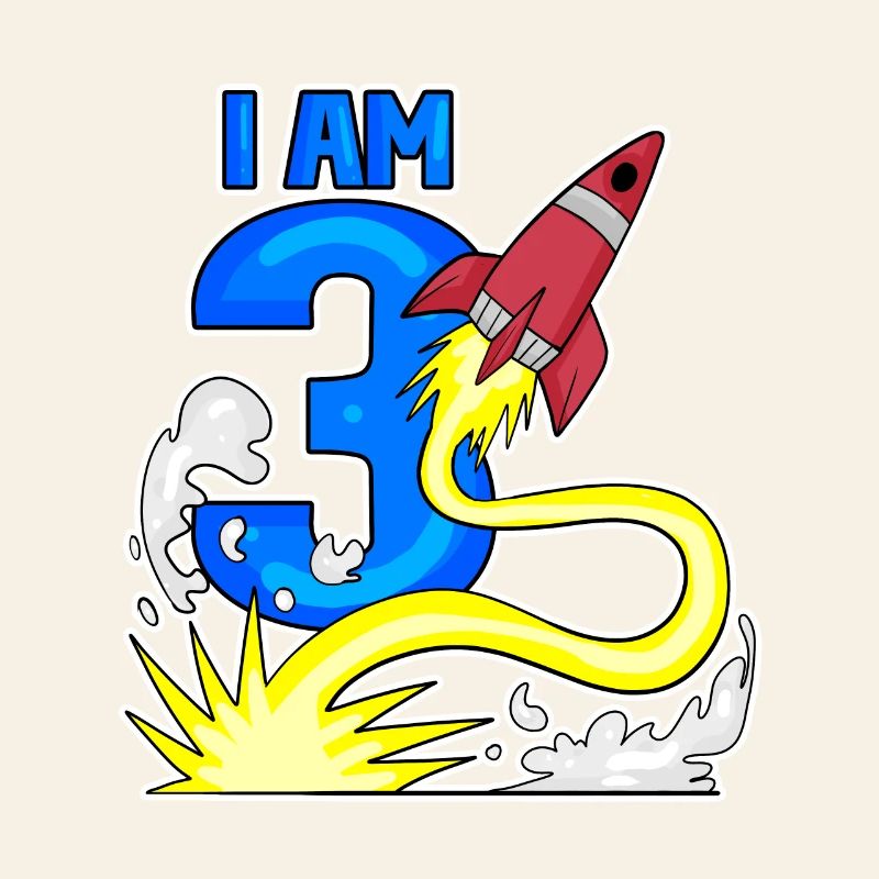 3 Birthday Boy Astronaut Rocket - Trois ans