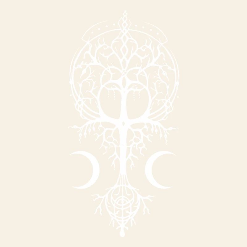Pagan Symbol Magic Tree Wicca Occult Moon