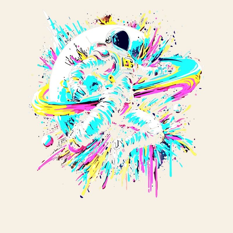 Astronaut bunte Farb Explosion Graffiti Weltraum