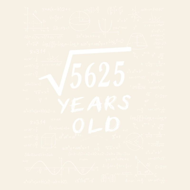 75th Birthday 75 years Square root of 5625 math