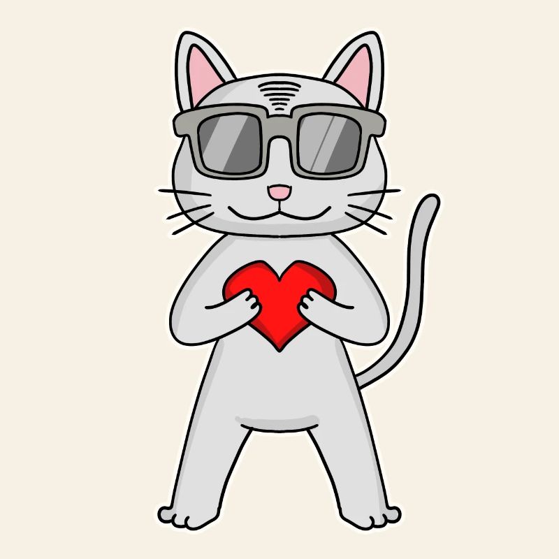 Katze mit Herz und Brille - Devon Rex