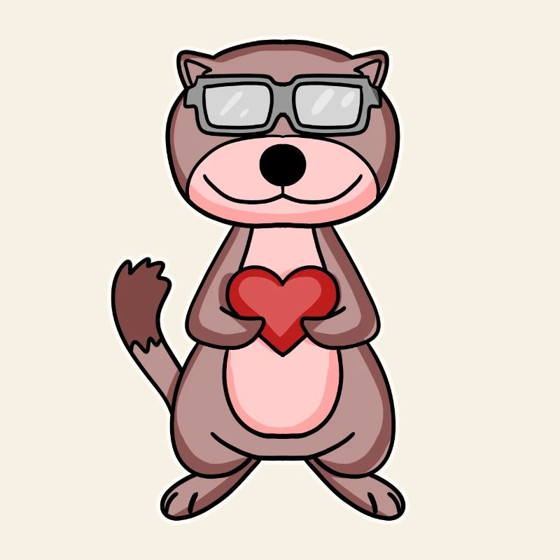 Weasel with heart and glasses