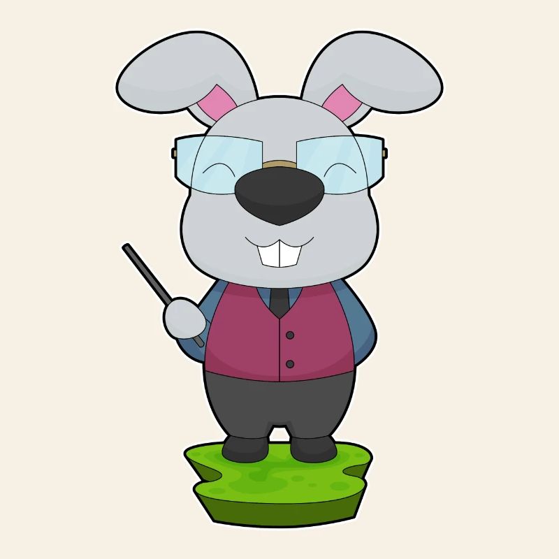 École du professeur de lapins pointant des bâtons