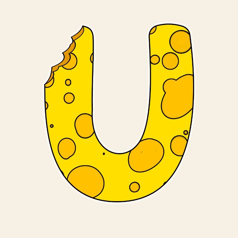 Lettre U - Lettre initiale U - Motif fromage
