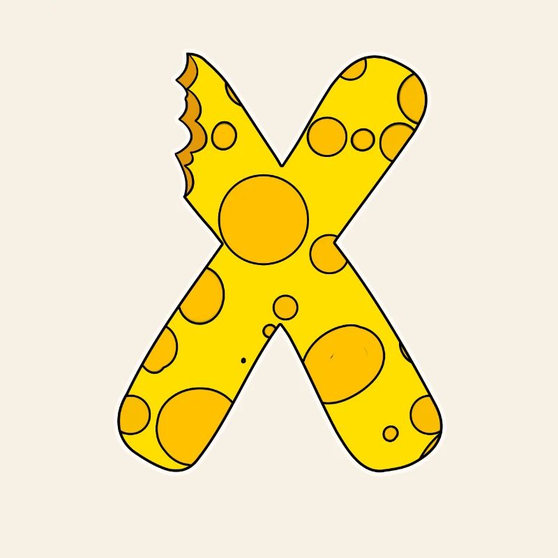 Letter X - Initial Letter X - Cheese Motif
