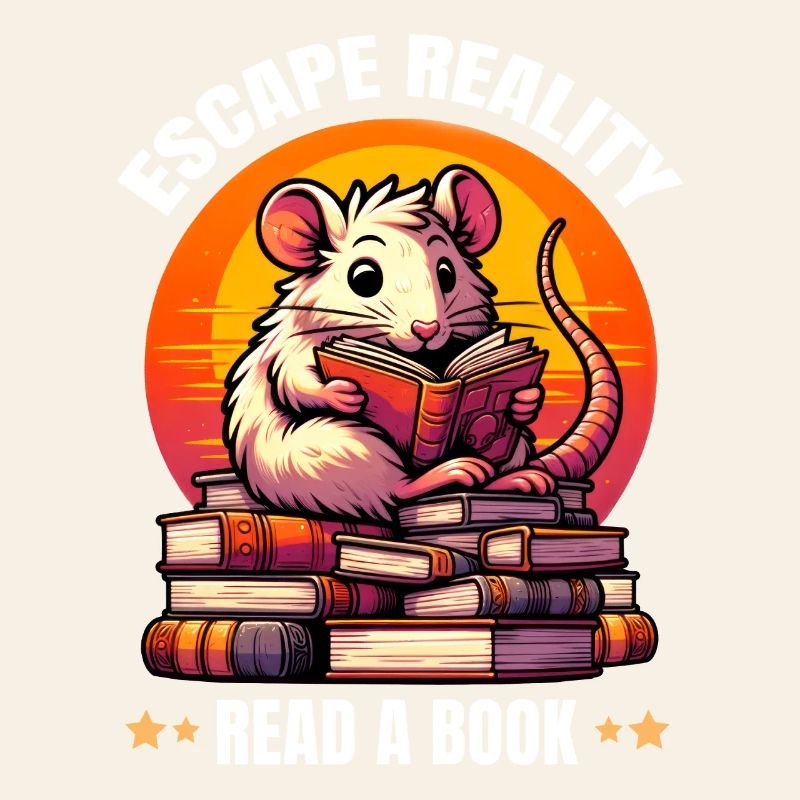 Escape Reality, Read a Book. Süße Ratte liest Buch