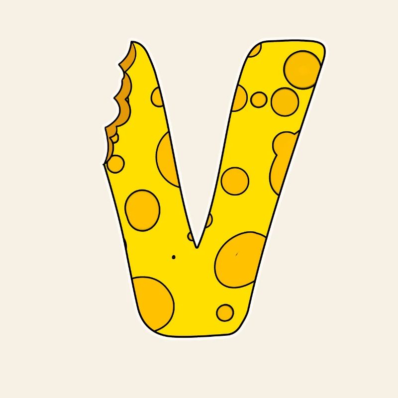 Buchstabe V - Anfangsbuchstabe V - Käse Motiv