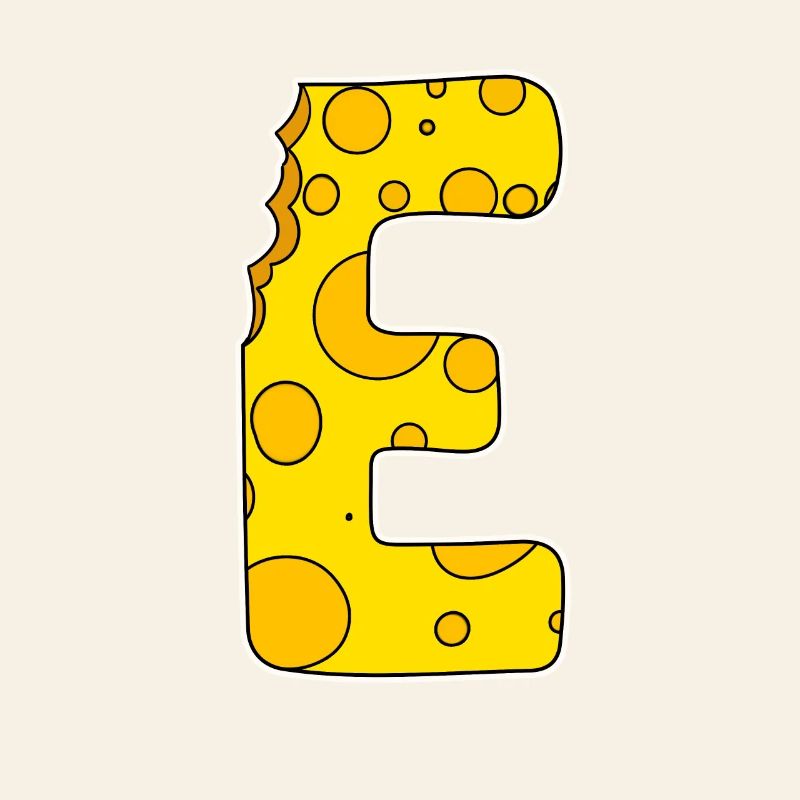 Letter E - Initial Letter E - Cheese Motif