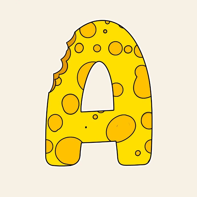 Buchstabe A - Anfangsbuchstabe A - Käse Motiv